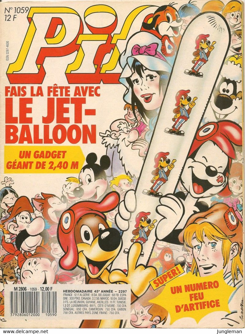 Pif N° 1059 De Juillet 1989 - Avec Pif, Noël Et Marie, Smith Et Wesson, Radio Kids, Léonard, Placid & Muzo. Revue En BE - Pif & Hercule