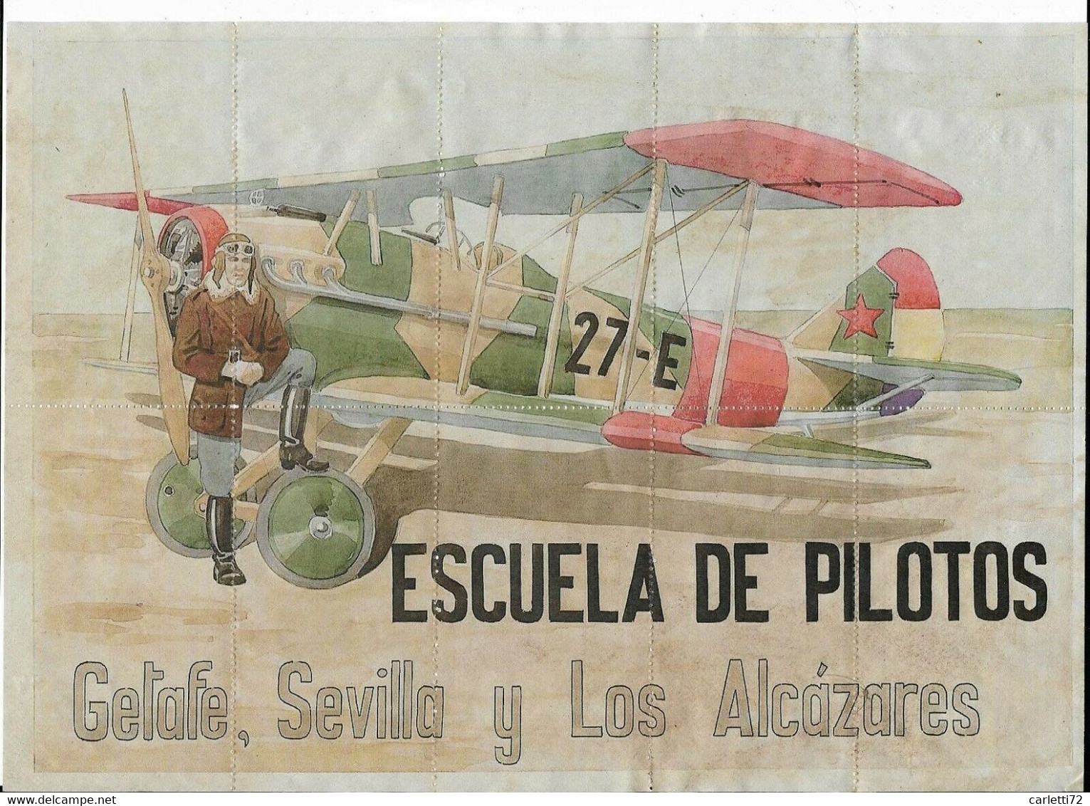 Cartel Cupones Guerra Civil España Aviación ESCUELA DE PILOTOS República (LOS ALCÁZARES, MURCIA) - Documentos