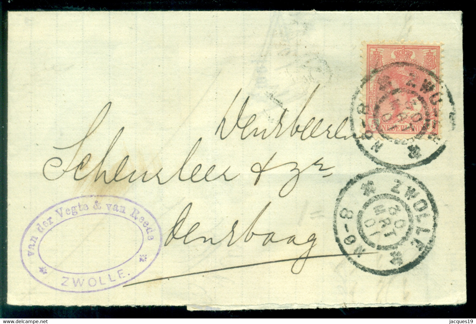 Nederland 1901 Brief Van Zwolle Naar Scheurleer Den Haag Met Aankomststempel - Covers & Documents