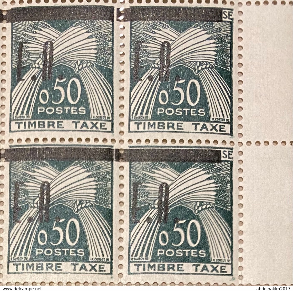 Rare Algerie, Timbres Taxe De France Surchargés EA T54-T58 Surcharge Typographique De Tlemcen Neufs** Blocs De 4/b4 - Sonstige & Ohne Zuordnung