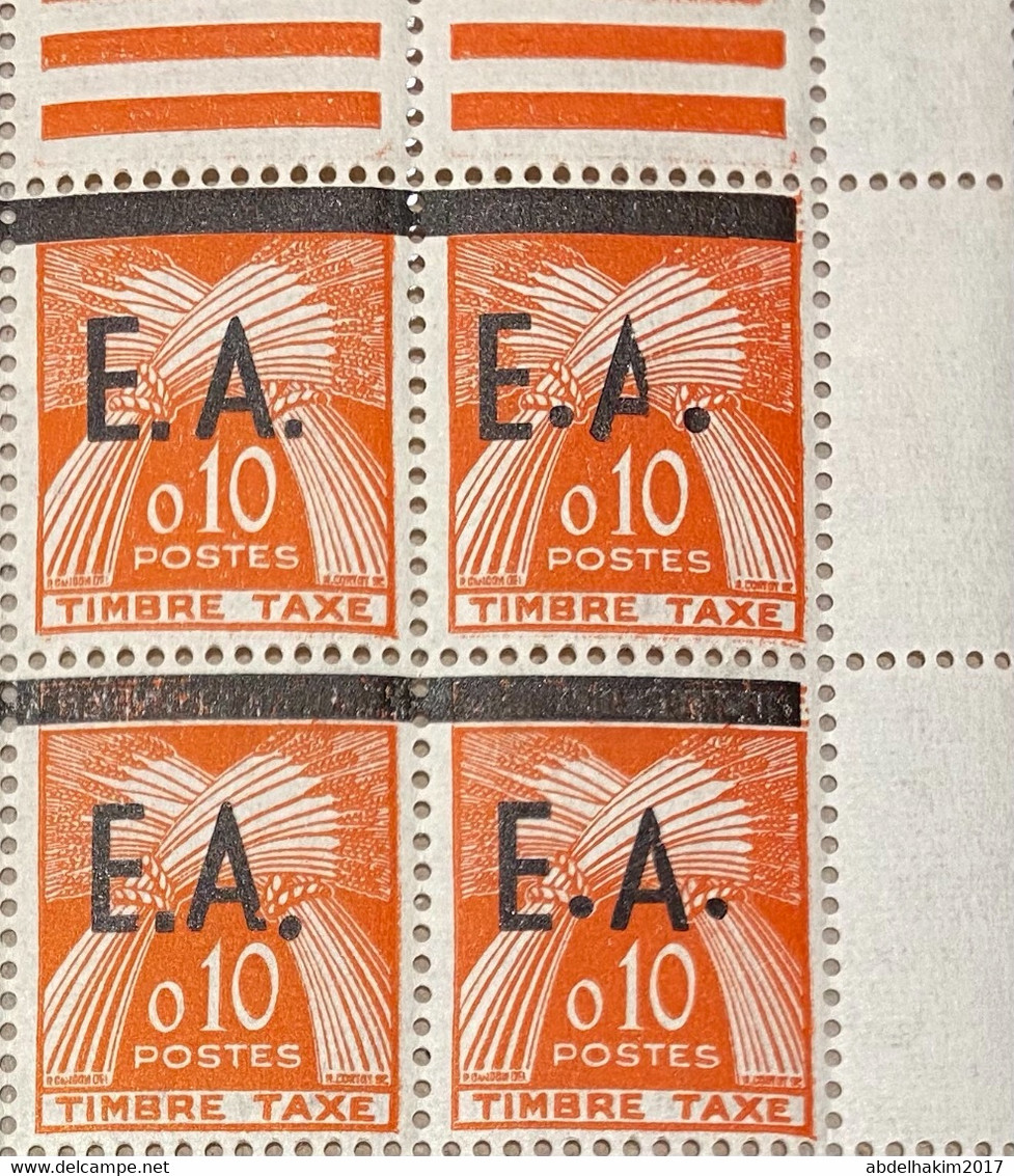 Variété Algerie, Timbres Taxe De France Surchargés EA T54-T58 Surcharge Typographique De Tlemcen Neufs** Blocs De 4/b4 - Autres & Non Classés