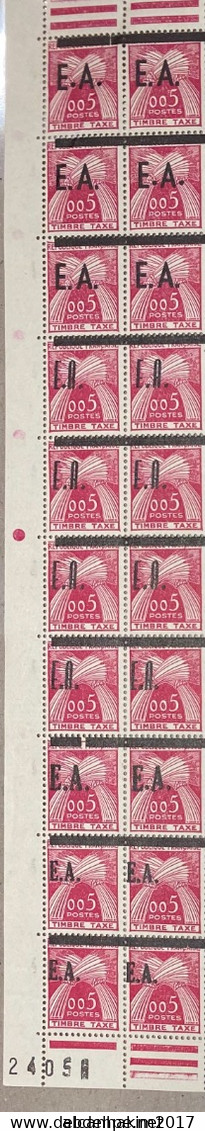 RR Algerie, Timbres Taxe De France Surchargés EA T54-T58 Surcharge Typographique De Tlemcen Neufs** Bande De 20- 4 Types - Autres & Non Classés