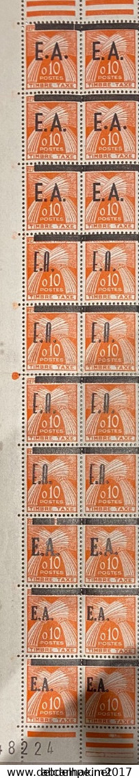 RR Algerie, Timbres Taxe De France Surchargés EA T54-T58 Surcharge Typographique De Tlemcen Neufs** Bande De 20- 4 Types - Altri & Non Classificati