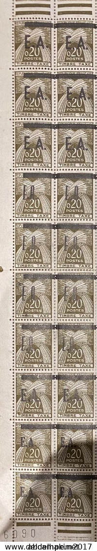 RR Algerie, Timbres Taxe De France Surchargés EA T54-T58 Surcharge Typographique De Tlemcen Neufs** Bande De 20- 4 Types - Other & Unclassified