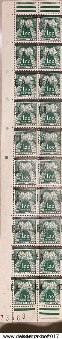 RR Algerie, Timbres Taxe De France Surchargés EA T54-T58 Surcharge Typographique De Tlemcen Neufs** Bande De 20- 4 Types - Autres & Non Classés