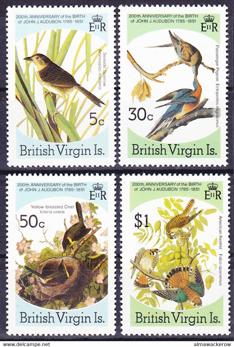 British Virgin Islands 1985 200th Birthday John James Audubon, Complete Set Birds Mi 533-536 MNH ** - British Virgin Islands