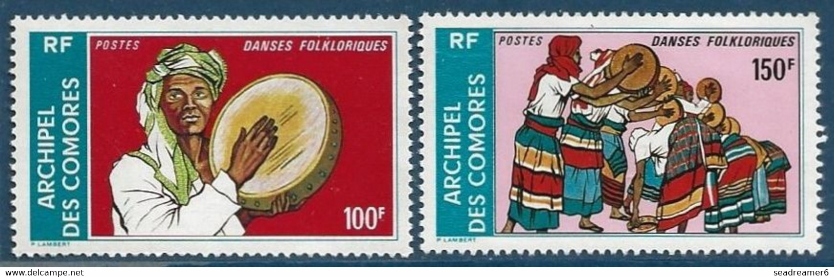 France Colonies COMORES N°104 A/104B**  Danses Folkloriques 2 Valeurs TTB Cote 300 € - Nuevos