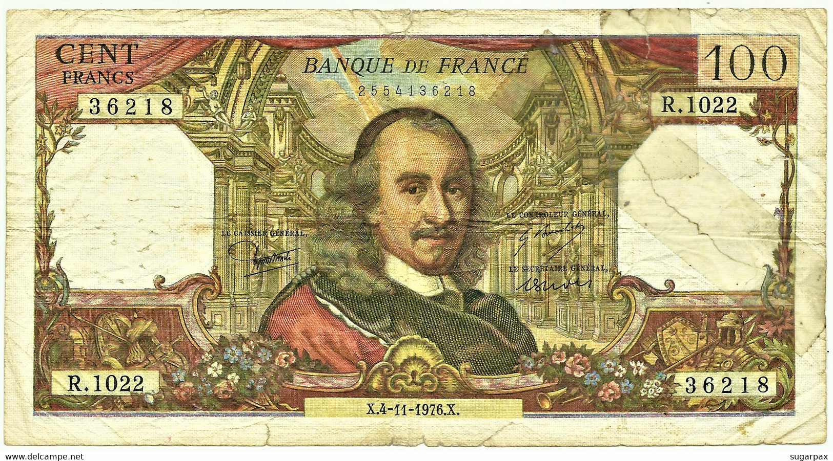 FRANCE - 100 Francs - 4.11.1976 - P 149.f - Serie R.1022 - " Pierre Corneille " - 100 F 1964-1979 ''Corneille''