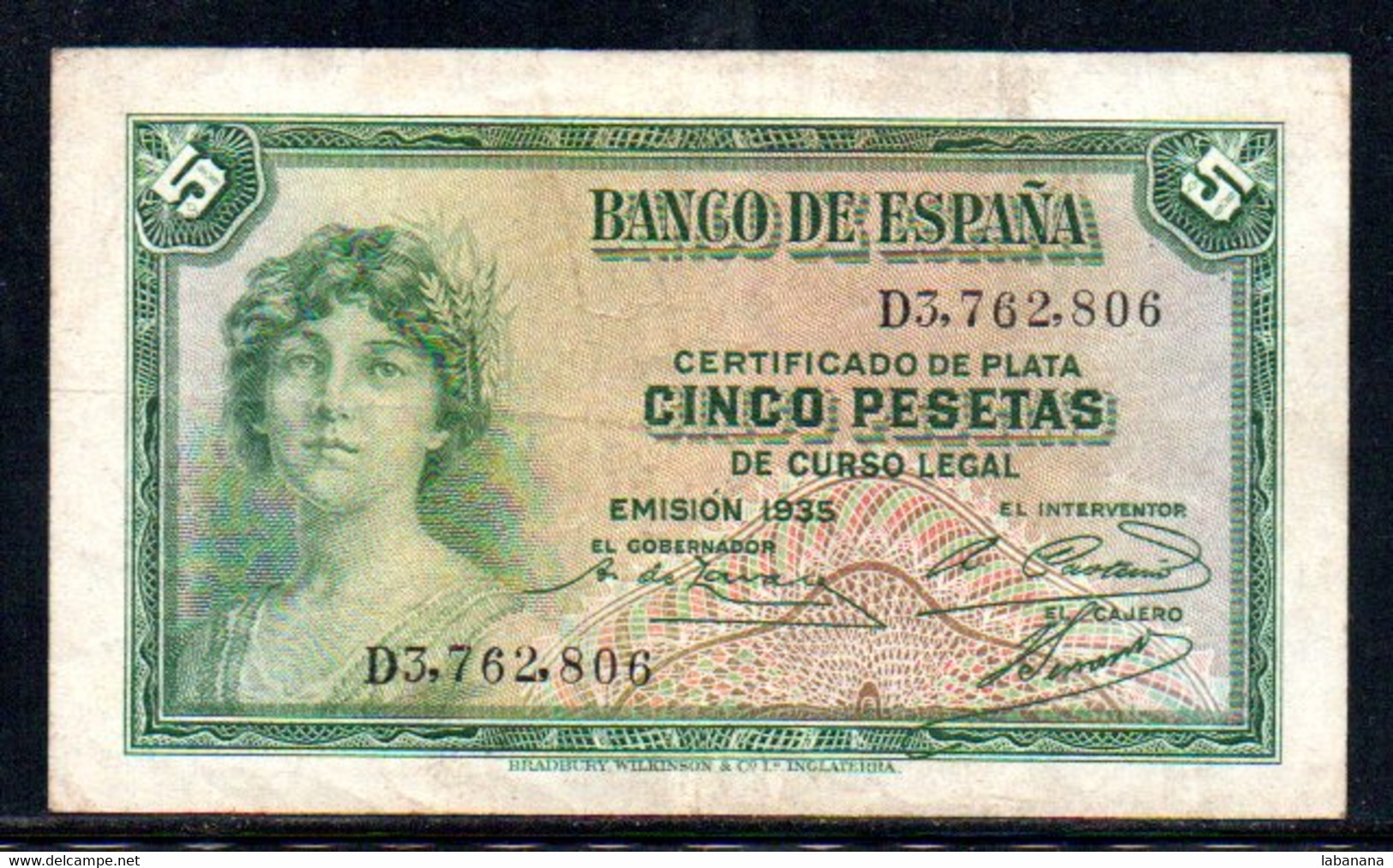 419-Espagne Billet De 5 Pesetas 1935 D3-762 - 5 Peseten