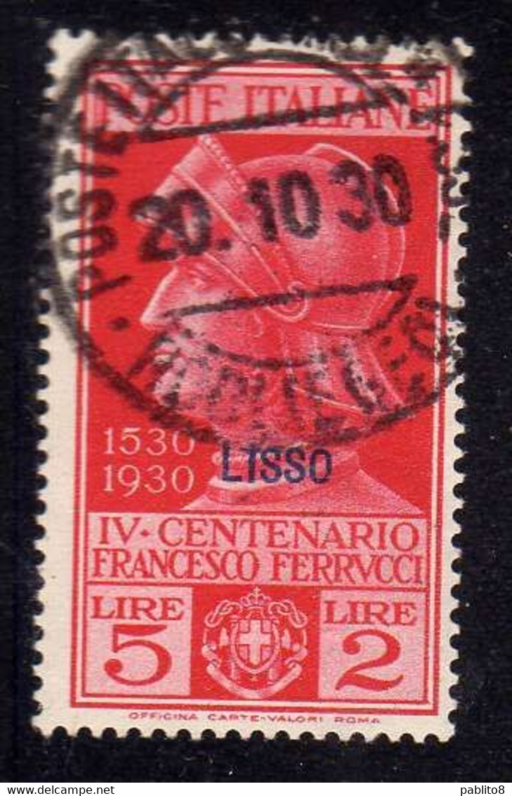 EGEO 1930 LIPSO (LISSO) FERRUCCI LIRE 5 + 2 L. USATO USED OBLITERE' - Aegean (Lipso)
