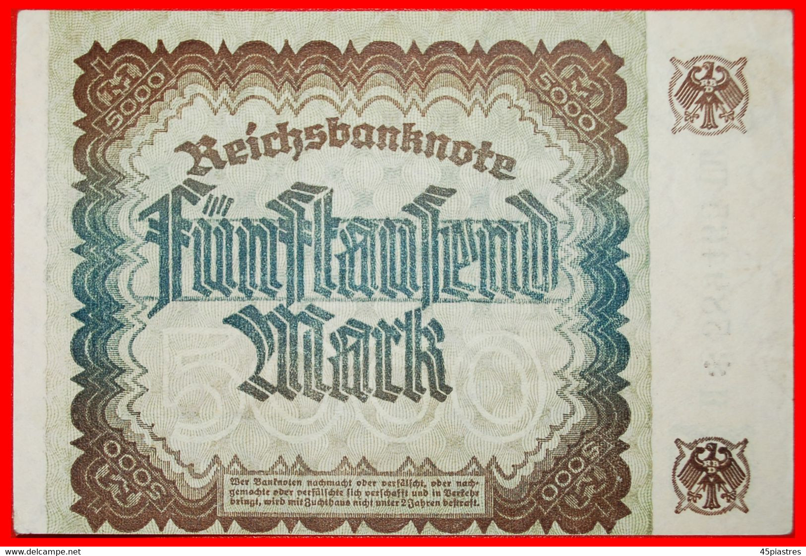 • REICHSBANKNOTE: GERMANY ★ 5000 MARK 1922! LOW START ★ NO RESERVE! - 5.000 Mark