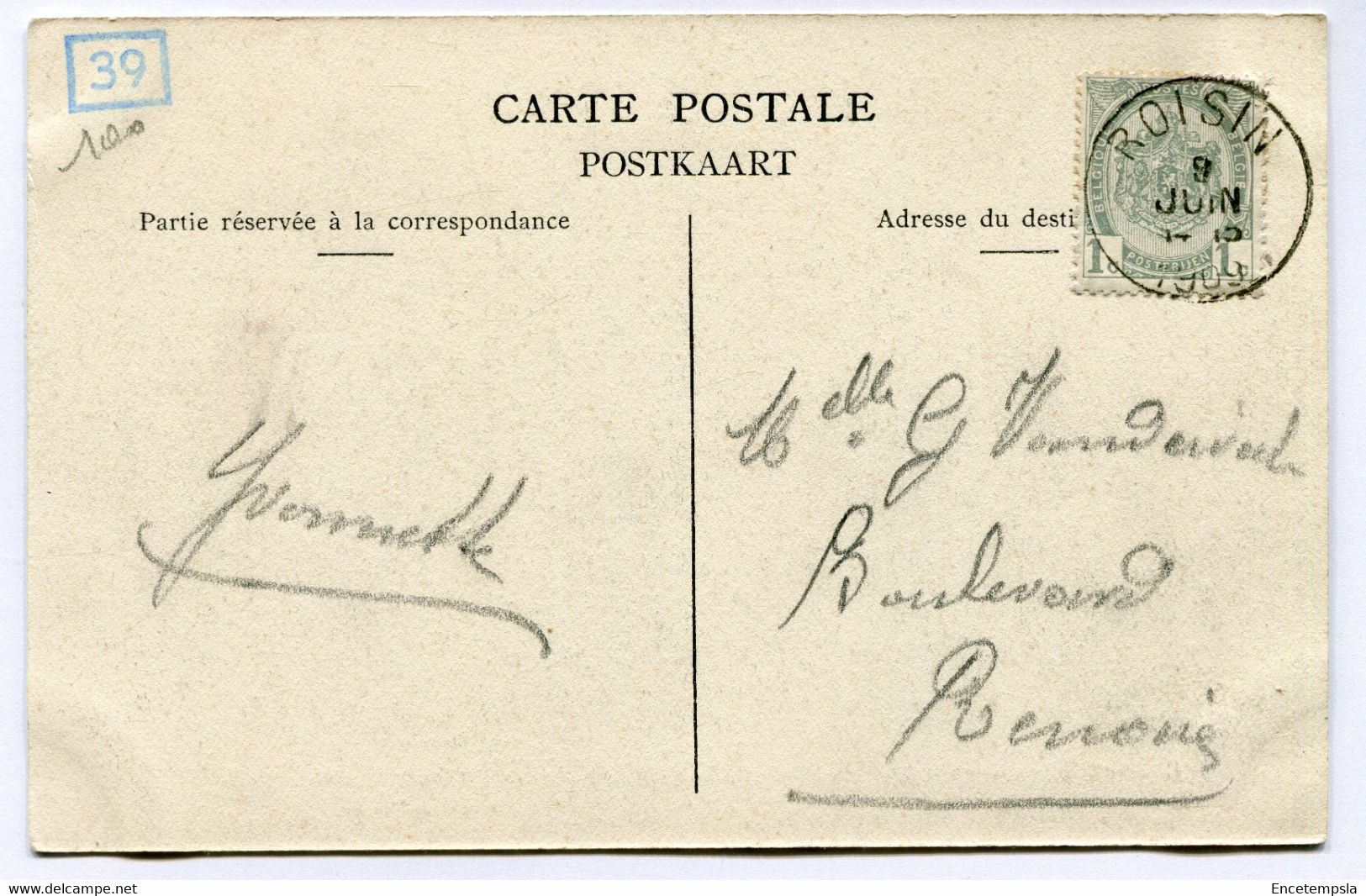 CPA - Carte Postale - Belgique - Roisin - Allée De La Crèmerie - Laurent Quenon, Restaurateur - 1909 (DG15064) - Honnelles