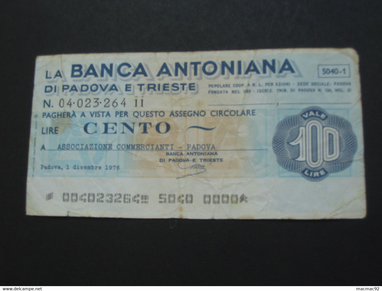 ITALIE - 100 Cento Lire - La Banca Antoniana Di Padova E Trieste     **** EN ACHAT IMMEDIAT **** - 50 Lire