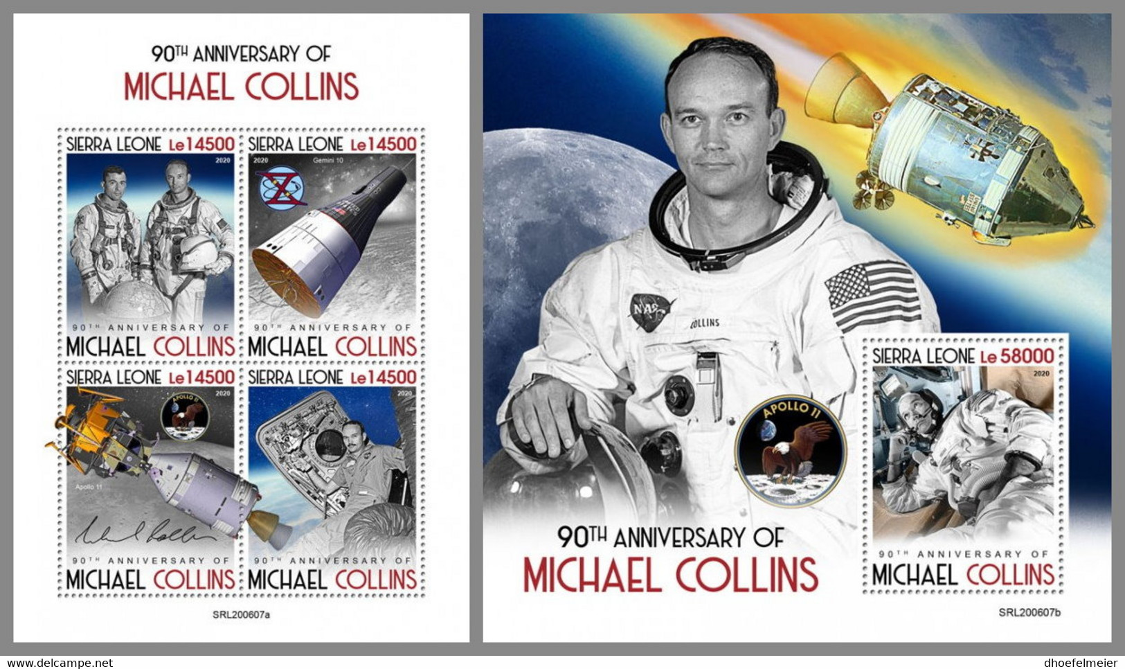 SIERRA LEONE 2020 MNH Michael Collins Apollo 11 Space Raumfahrt Espace M/S+S/S - OFFICIAL ISSUE - DHQ2047 - Afrique