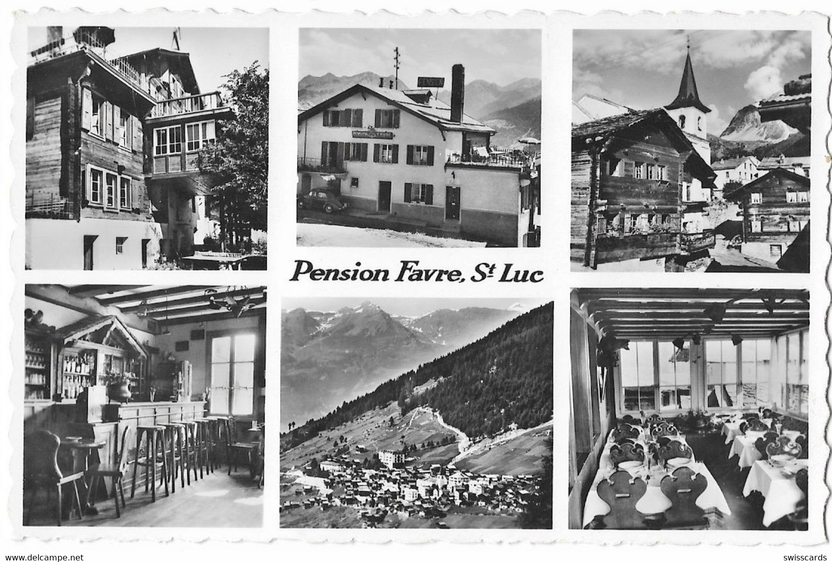 ST-LUC: 6-Bild-AK, Pension Favre ~1945 - Saint-Luc
