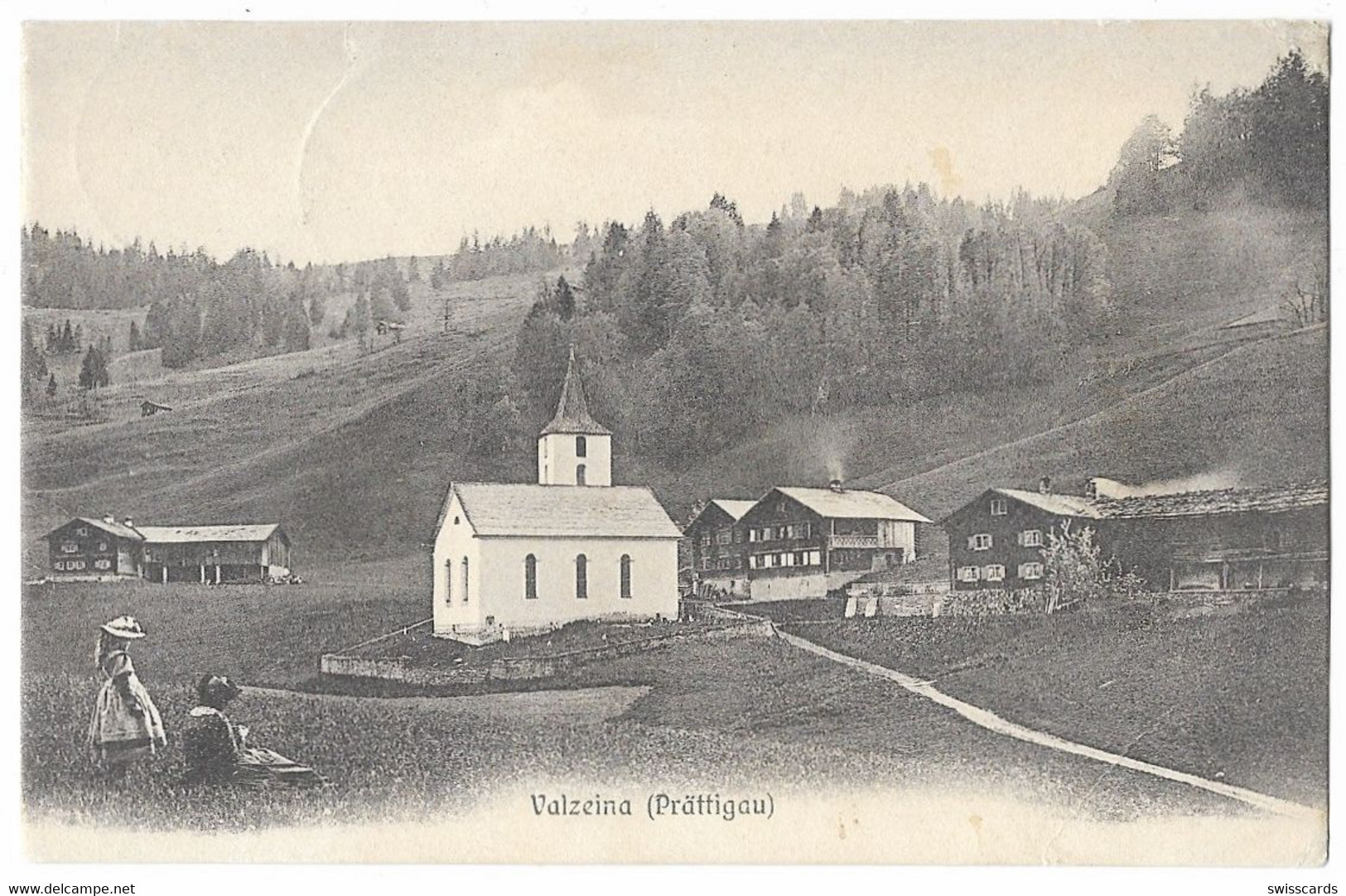 VALZEINA: Kinder Mit Dorf 1907 - Valzeina