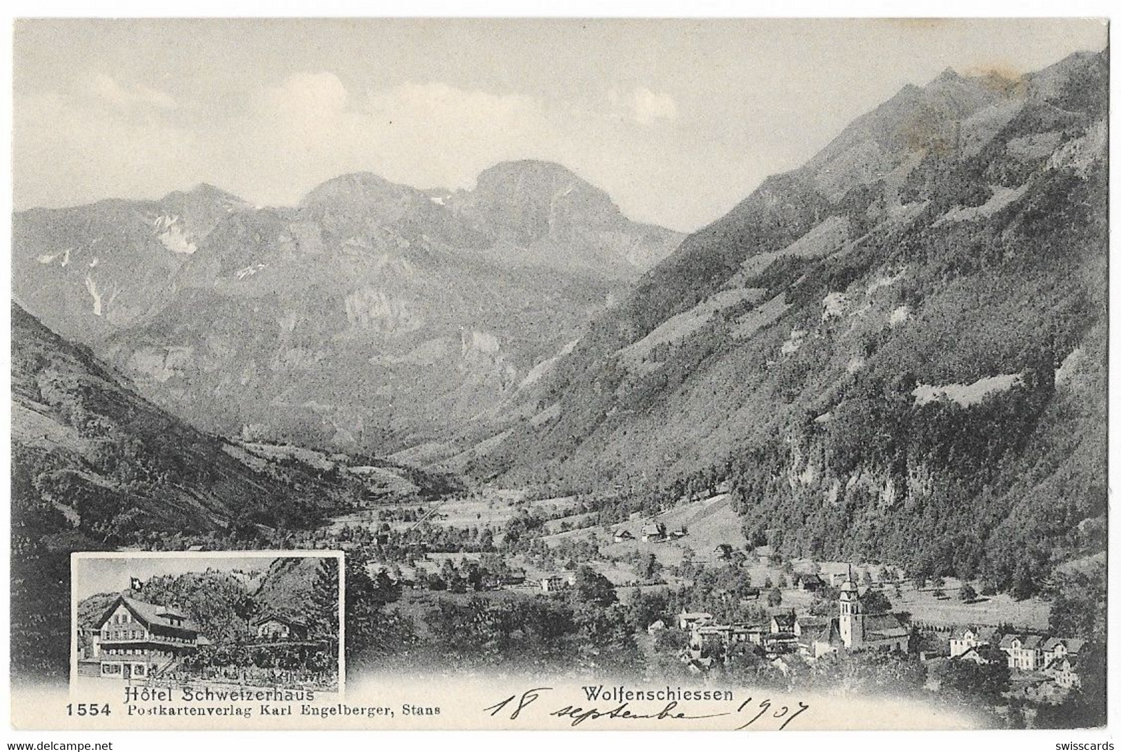 WOLFENSCHIESSEN: 2-Bild-AK Mit Hotel Schweizerhaus ~1910 - Wolfenschiessen