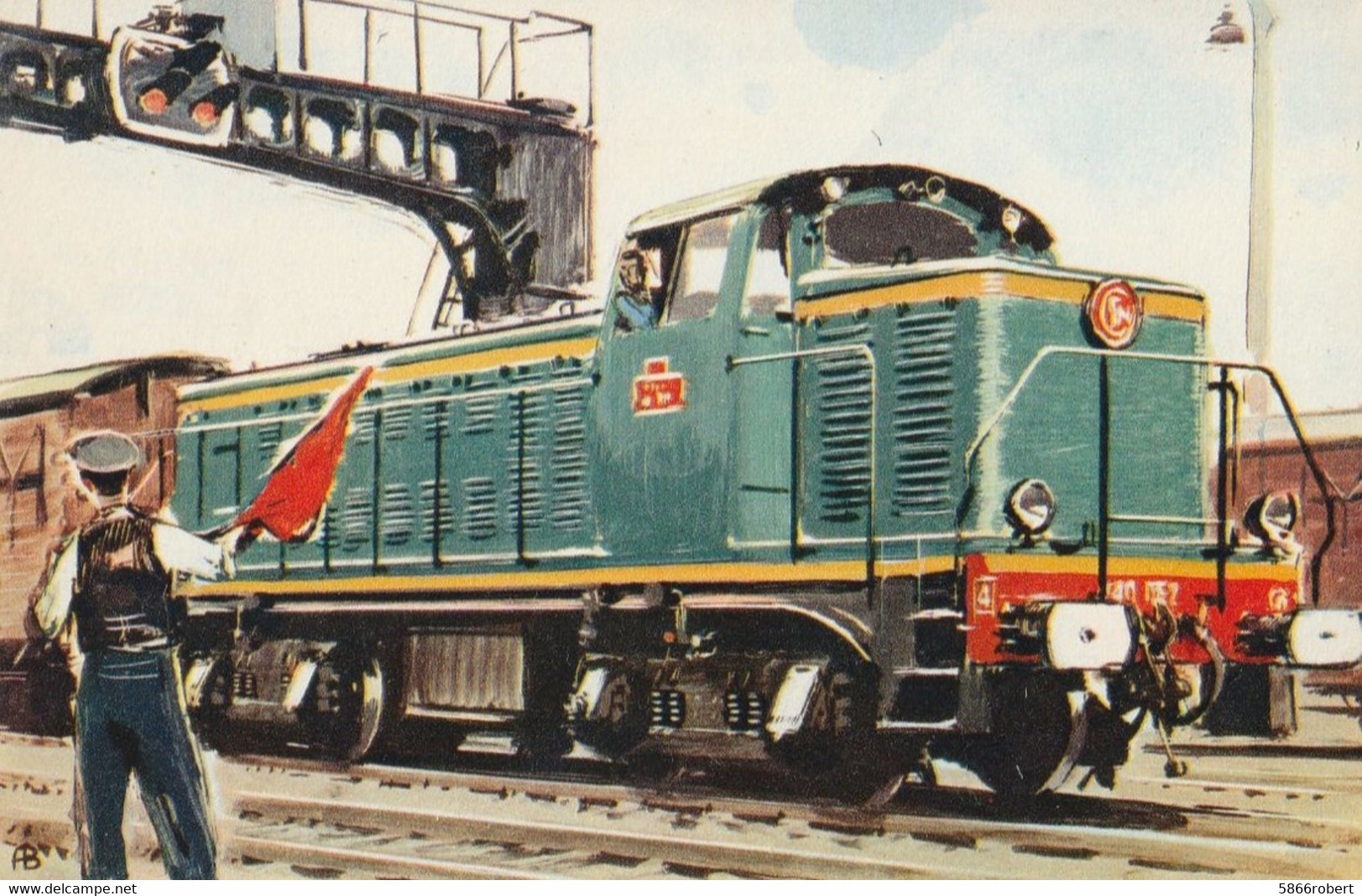 CARTE POSTALE ORIGINALE COULEUR : LOCOMOTIVE DIESEL ELECTRIQUE 040 DE (PUISSANCE 600ch) DE LA SNCF POUR LES MANOEUVRES - Materiaal