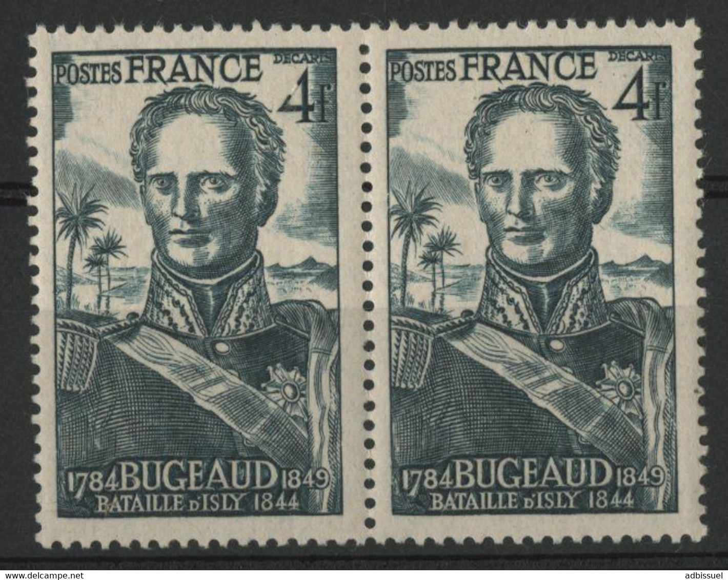 N° 662 Paire Du 4Fr Bugeaud Marquis De La Piconnerie, Avec Sur Un Exemplaire La VARIETE TACHE BLANCHE Dans Le "4". TB - Unused Stamps