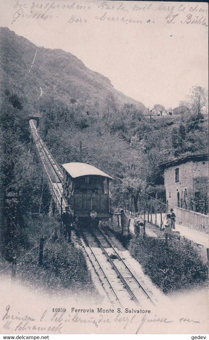 Lugano TI, Ferrovia Monte San Salvatore, Chemin De Fer Et Funiculaire (6259) - Lugano