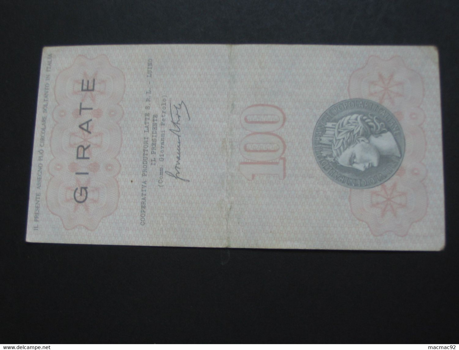 ITALIE - 100 Cento Lire - L'istituto Centrale Delle Banche Popolari Italiane **** EN ACHAT IMMEDIAT **** - Otros & Sin Clasificación