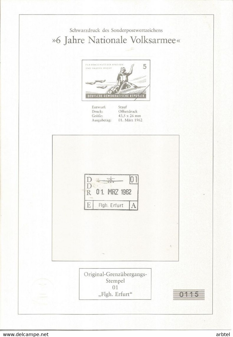 ALEMANIA DDR DOCUMENTO NUMERADO VOLKSARMEE EJERCITO AVIACION ARMY AVIATION JET - Militaria