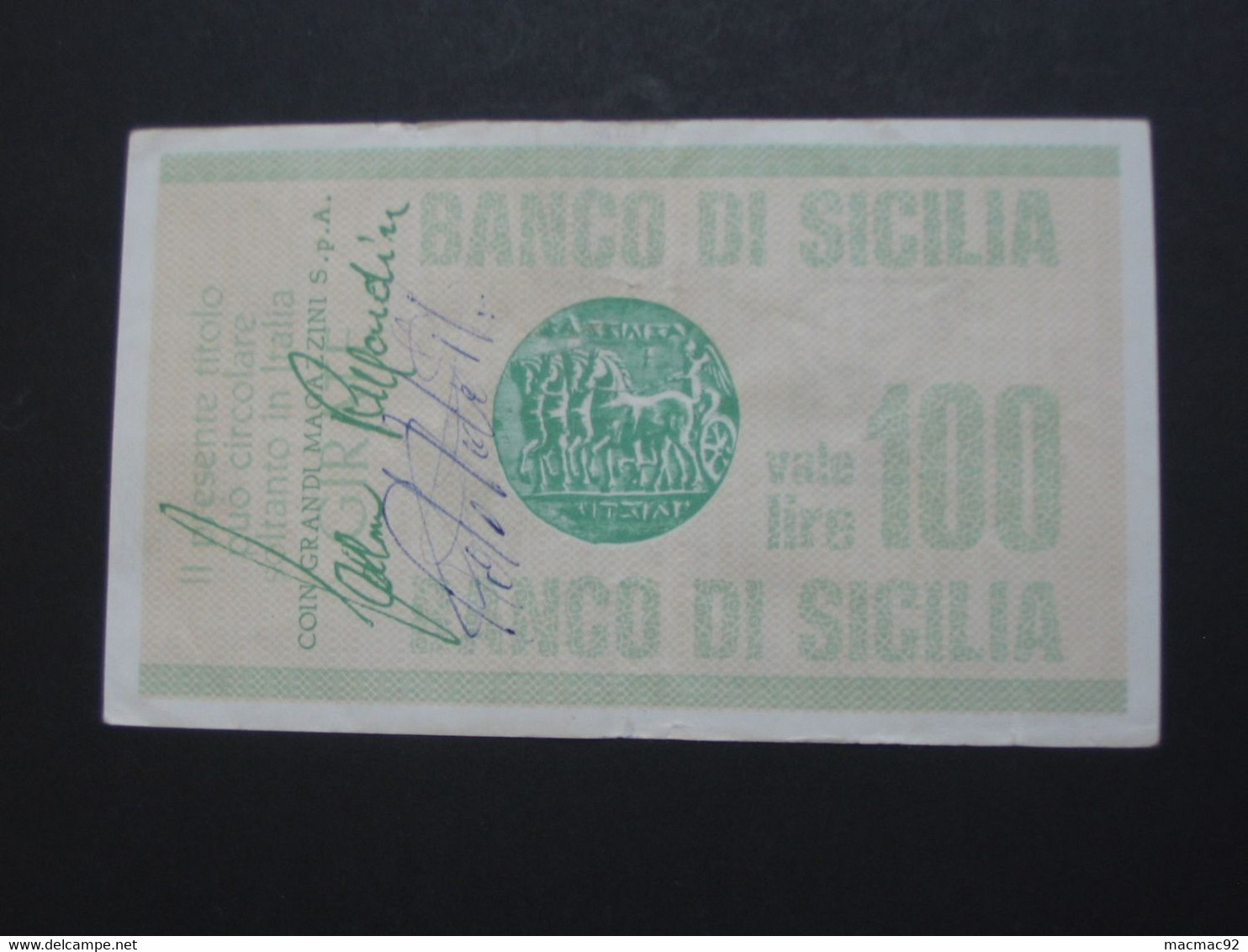 ITALIE - 100 Cento Lire - Il Banco Di Sicilia **** EN ACHAT IMMEDIAT **** - 100 Liras