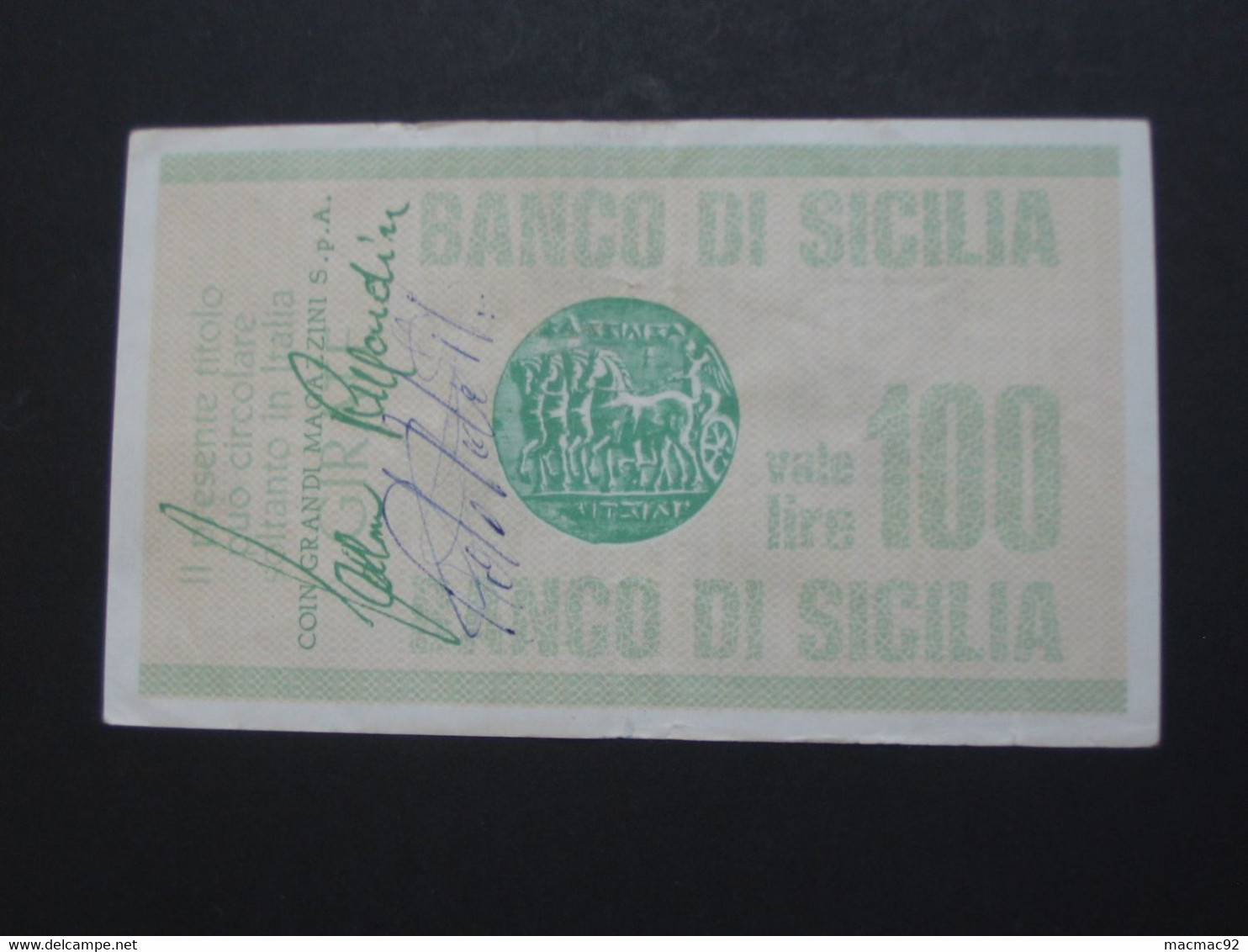 ITALIE - 100 Cento Lire - Il Banco Di Sicilia **** EN ACHAT IMMEDIAT **** - 100 Lire