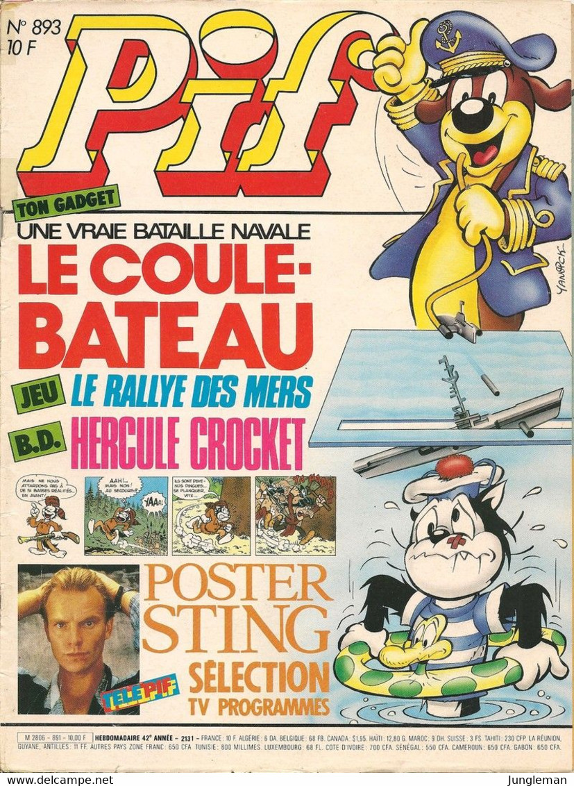 Pif N° 893 De Mai 1986 - Avec Smith & Wesson, Hercule, Panic Circus, Rahan, Pifou, Boule Et Bill - BE - Pif & Hercule