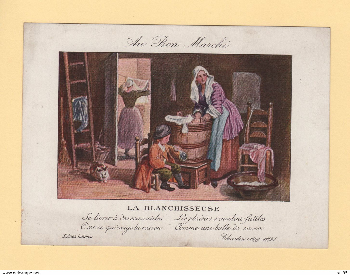 Chromo Au Bon Marche (16x11.5cm) - La Blanchisseuse - Au Bon Marché