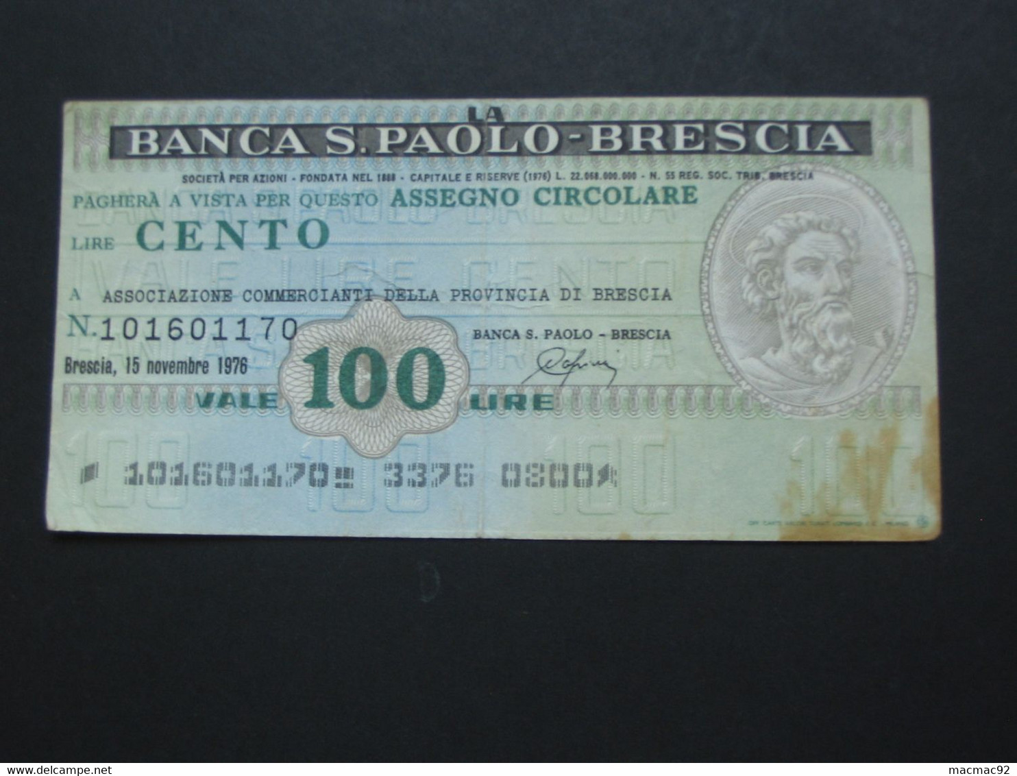ITALIE - 100 Cento Lire Banca S. Paolo Brescia  **** EN ACHAT IMMEDIAT **** - 100 Liras