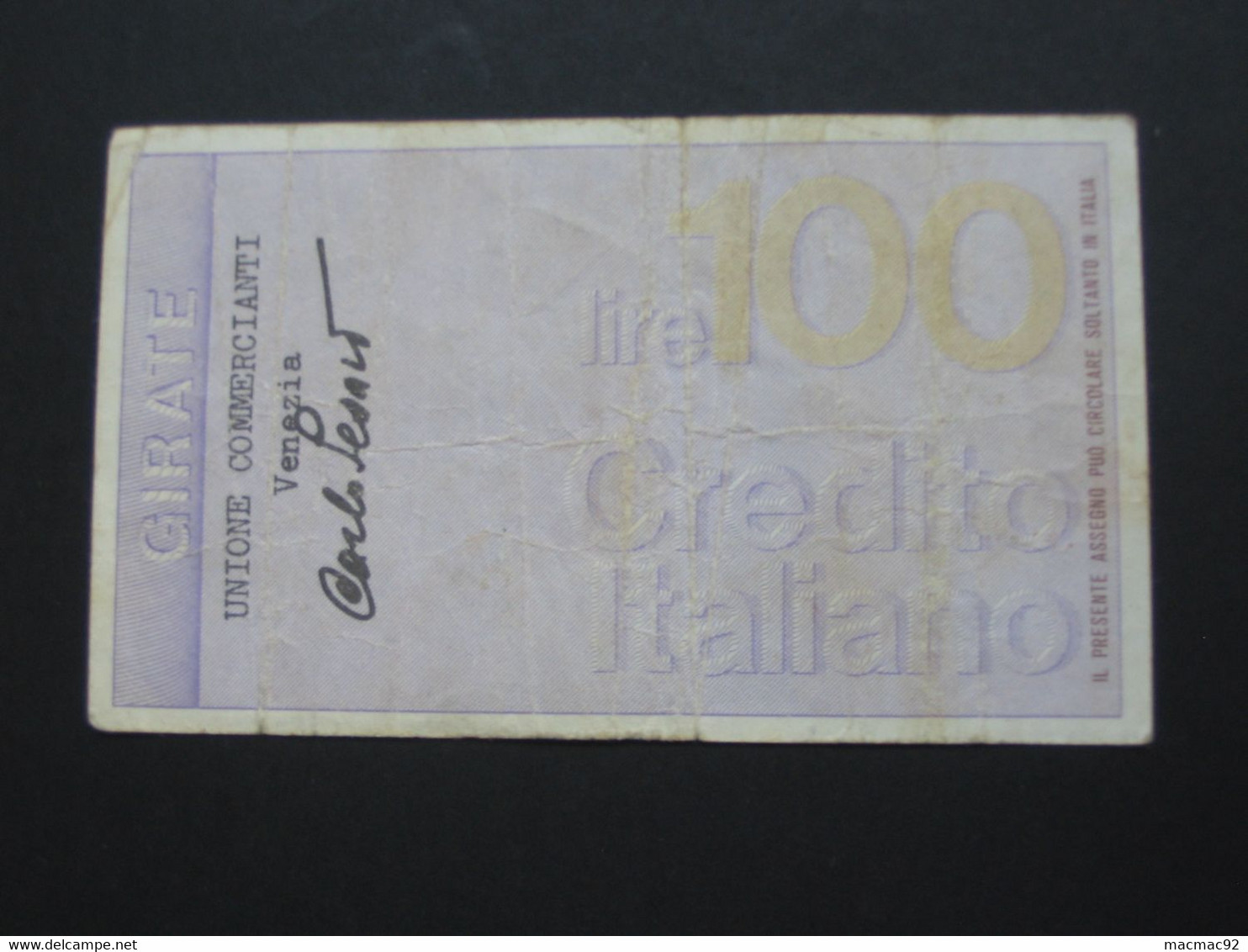 ITALIE - 100 Cento Lire - Il Credito Italiano   **** EN ACHAT IMMEDIAT **** - 100 Liras