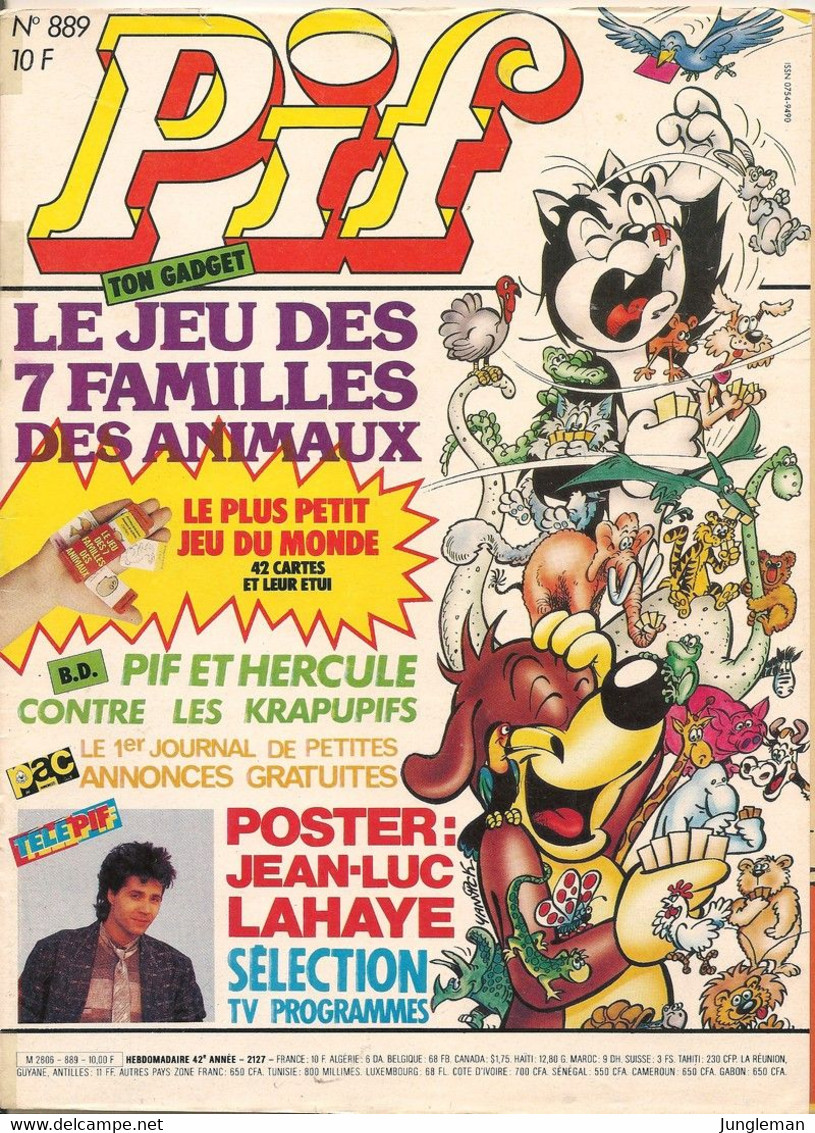 Pif N° 889 D'Avril 1986 - Avec Smith & Wesson, Cogan, Pifou, Placid Et Muzo, Gri-Gri Et Valentin, Boule Et Bill - BE - Pif & Hercule