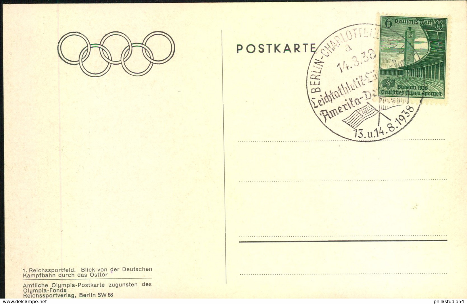 1936, AK Mit Luftbild Reichssportfeld. Geleaufen Mit Sonderstempel - Estate 1936: Berlino