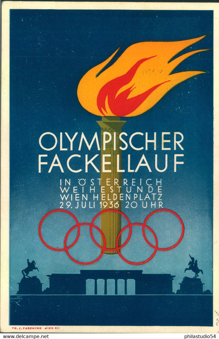 1936, Sonderkarte "OLYMPISCHER FACKELLAUF In Österrech" Mit Sonderstempel - Sommer 1936: Berlin