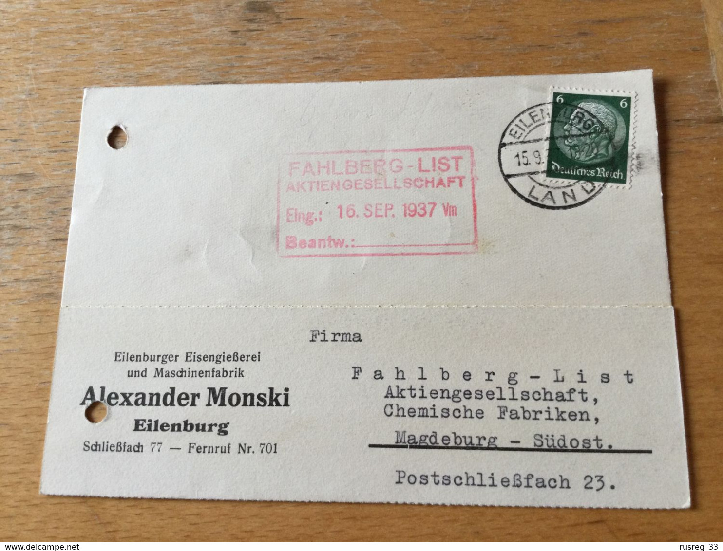 K12 Deutsches Reich 1937 Firmenkarte Von Eilenburg Land - Storia Postale