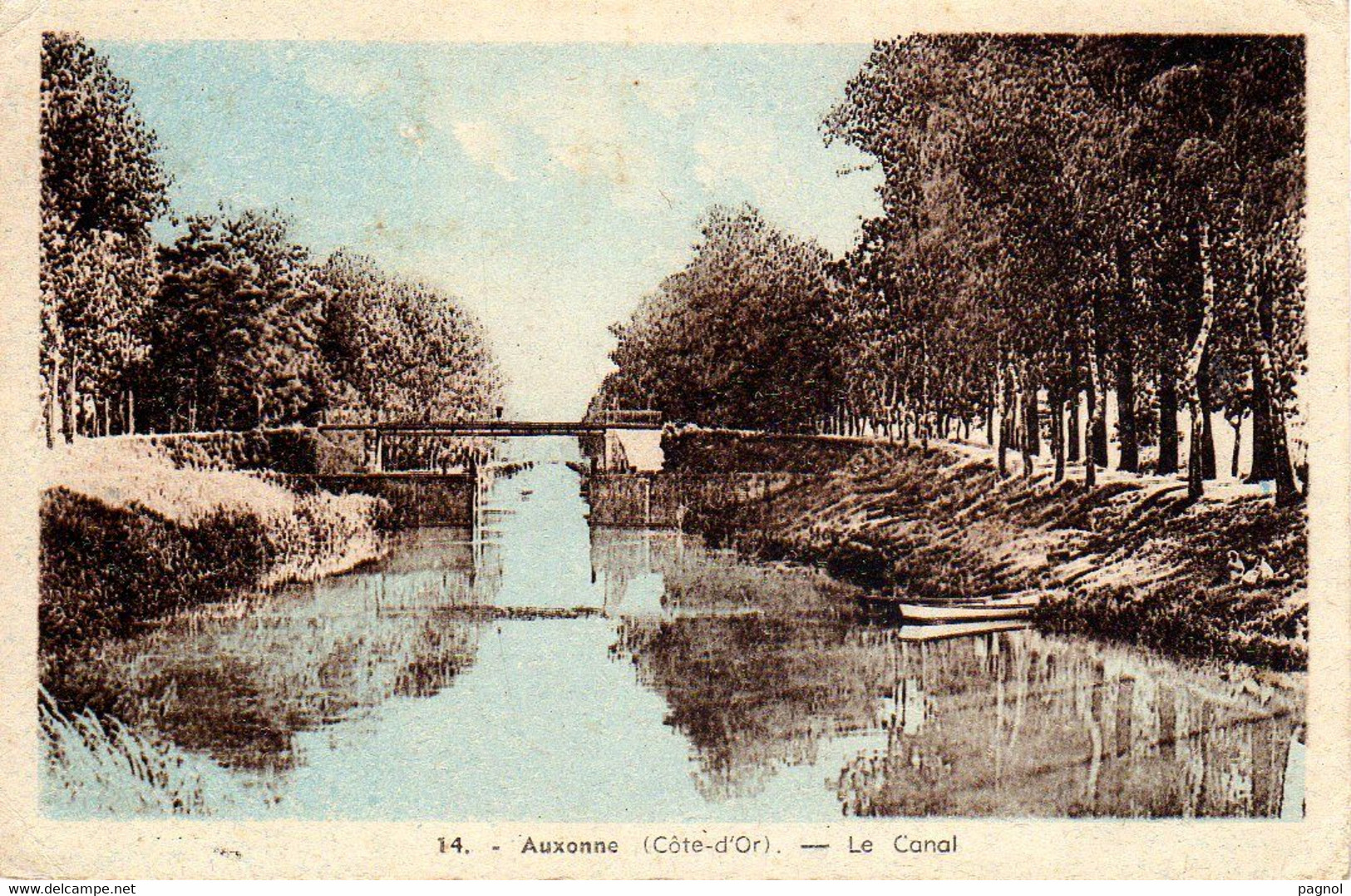 Canaux - Péniches : 21 : Auxonne  : Le Canal - Binnenschepen