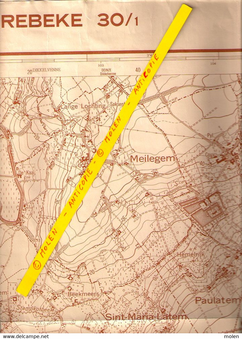 ©1953 STAFKAART SINT-MARIA-HOREBEKE ZWALM ZINGEM NEDERZWALM-HERMELGEM WELDEN MUNKZWALM ENAME ELST DENIJS-BOEKEL S201 - Zwalm