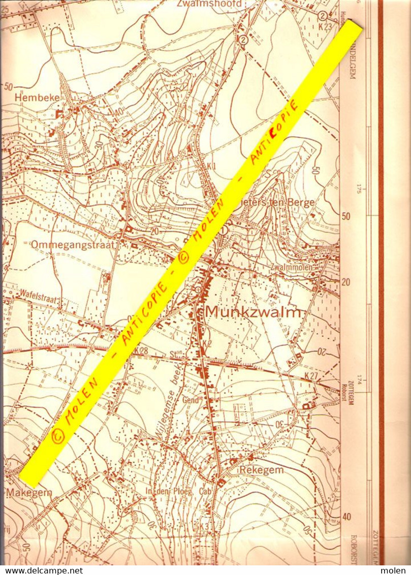 ©1953 STAFKAART SINT-MARIA-HOREBEKE ZWALM ZINGEM NEDERZWALM-HERMELGEM WELDEN MUNKZWALM ENAME ELST DENIJS-BOEKEL S201