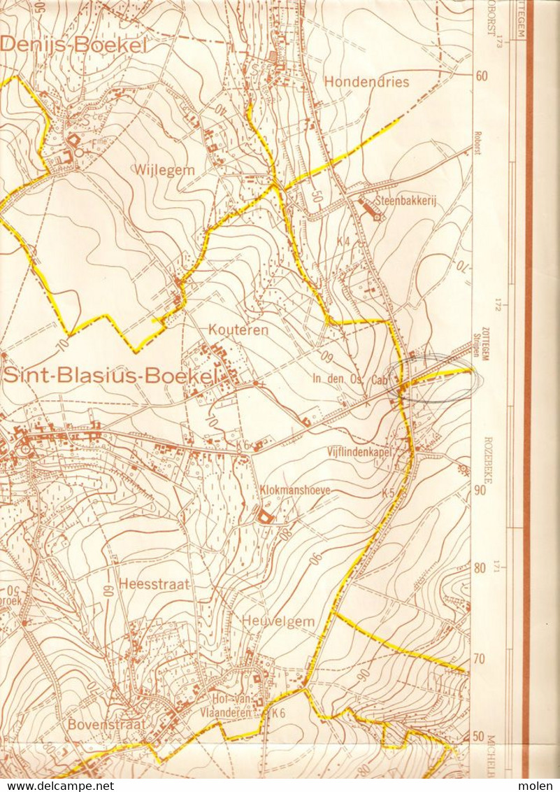 ©1953 STAFKAART SINT-MARIA-HOREBEKE ZWALM ZINGEM NEDERZWALM-HERMELGEM WELDEN MUNKZWALM ENAME ELST DENIJS-BOEKEL S201