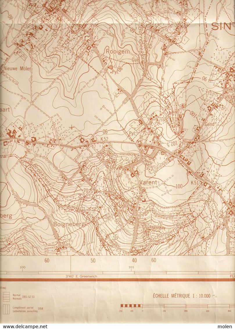 ©1953 STAFKAART SINT-MARIA-HOREBEKE ZWALM ZINGEM NEDERZWALM-HERMELGEM WELDEN MUNKZWALM ENAME ELST DENIJS-BOEKEL S201