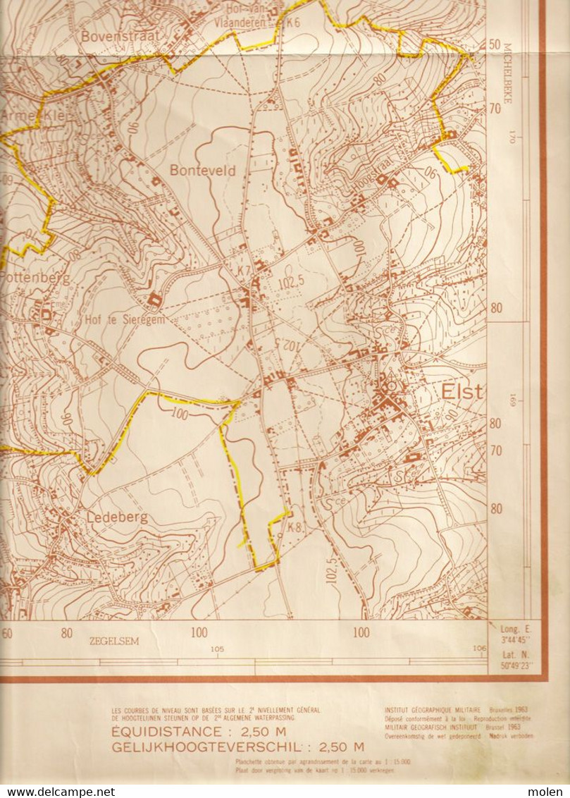 ©1953 STAFKAART SINT-MARIA-HOREBEKE ZWALM ZINGEM NEDERZWALM-HERMELGEM WELDEN MUNKZWALM ENAME ELST DENIJS-BOEKEL S201