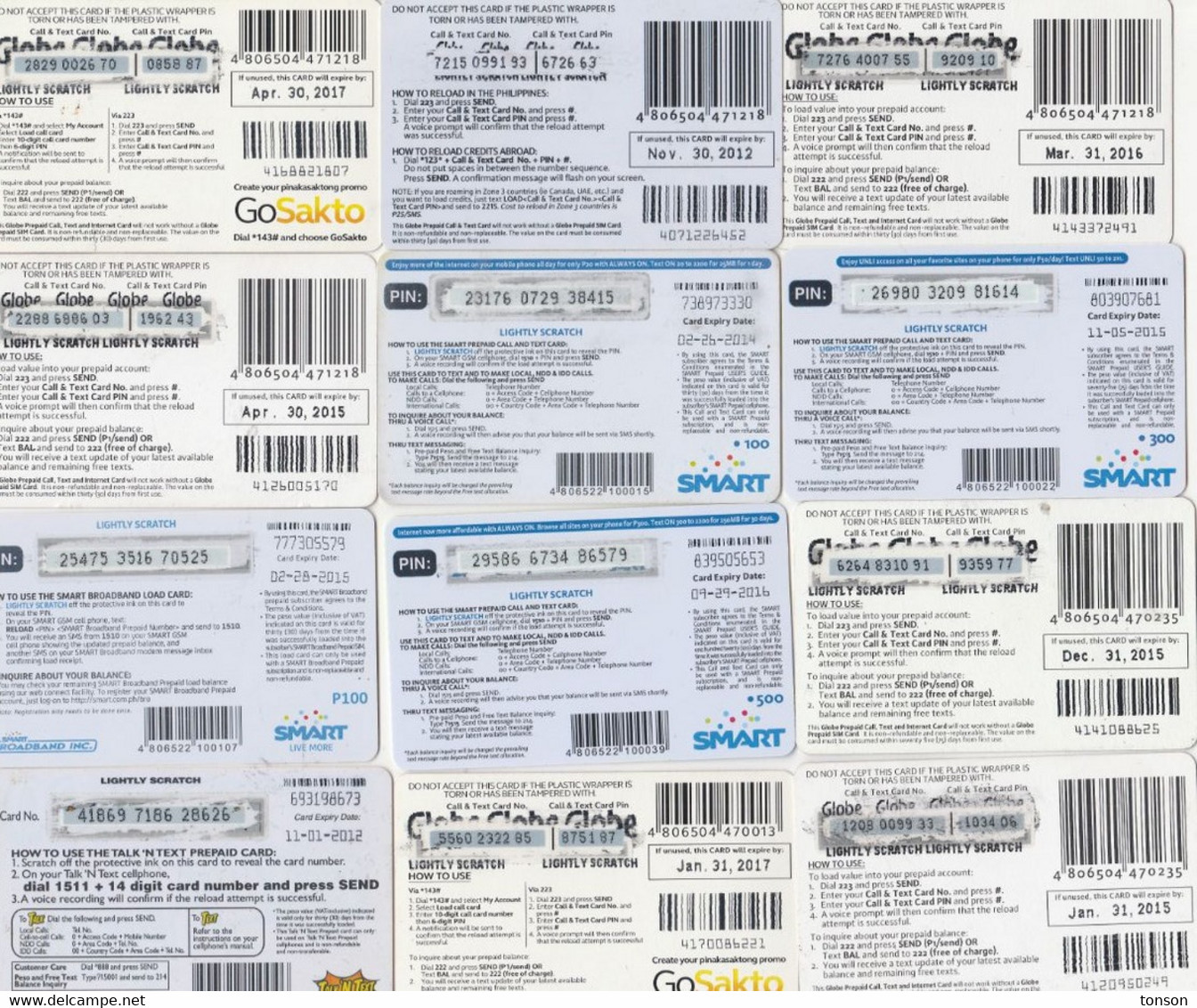 Philippines, 12 Prepaid Cards, Lot 1.3, 2 Scans.   Please Read - Philippinen
