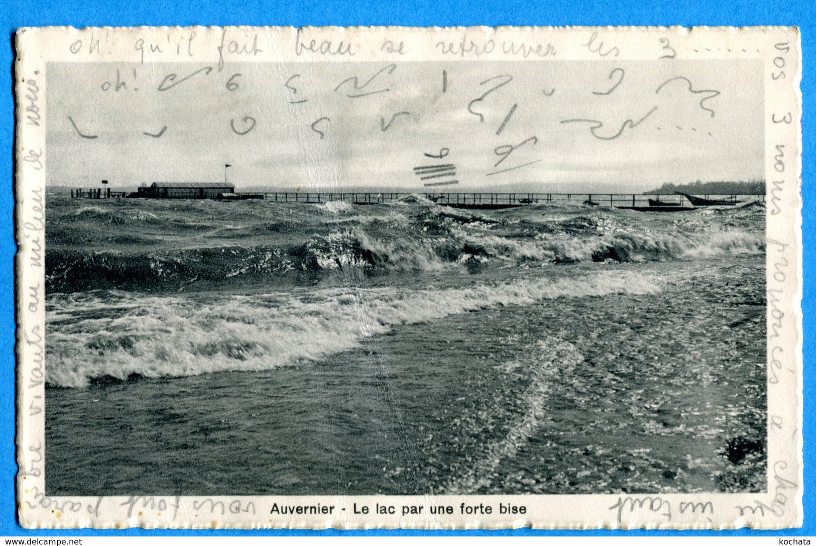 COVn1638, Auvernier, Le Lac De Neuchâtel Par Forte Bise, Pli Non Visible, Circulée 1918 - Auvernier