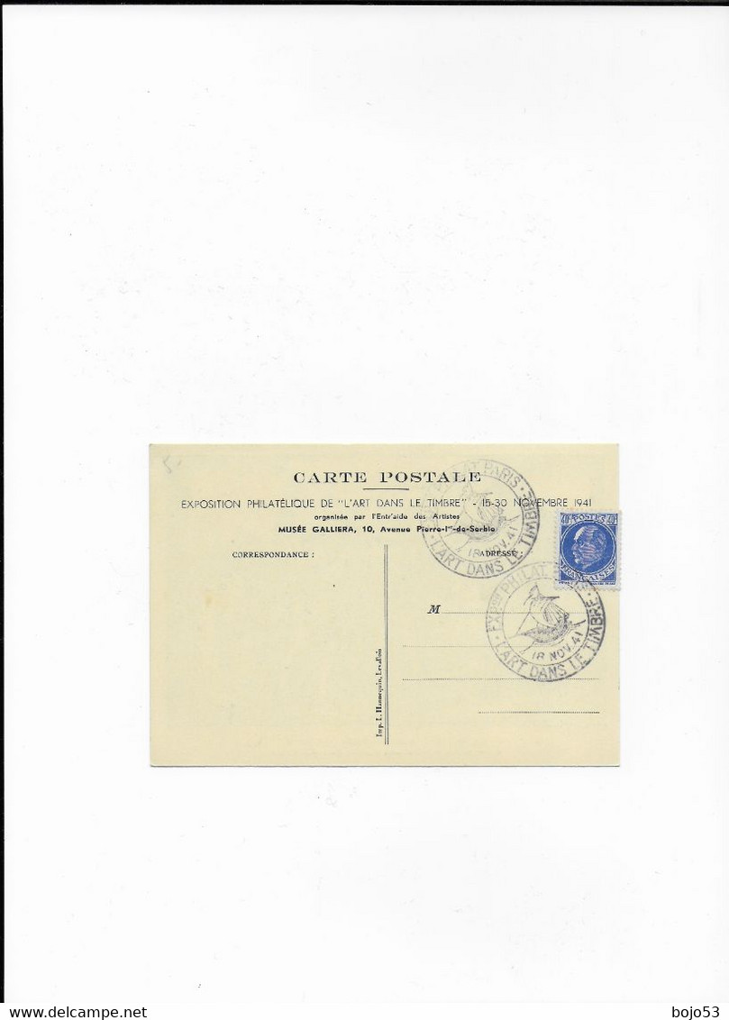 75 PARIS  Exposition Philatélique De "l'art Dans Le Timbre"  - Cachet Du 18-11-1941 - Cachets Provisoires