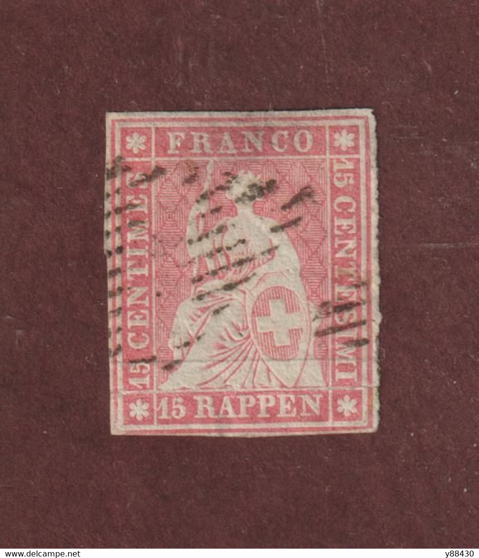 28  Ou  28a  Ou  28b  De 1854-62 - SUISSE - Oblitéré - 15r . Rose  -  Voir Les 2 Scannes - Usados