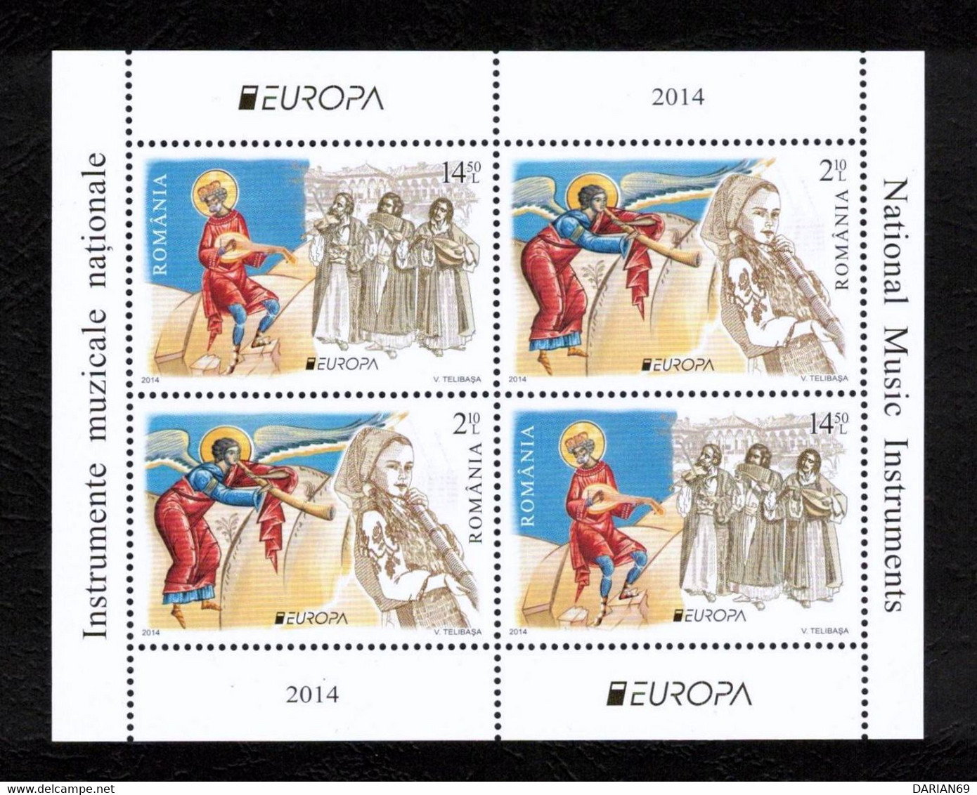 ROMANIA 2021, 2014, EUROPA 2014 –NATIONAL MUSICAL INSTRUMENTS, Block Of Four Stamps (2 Sets) - Other & Unclassified