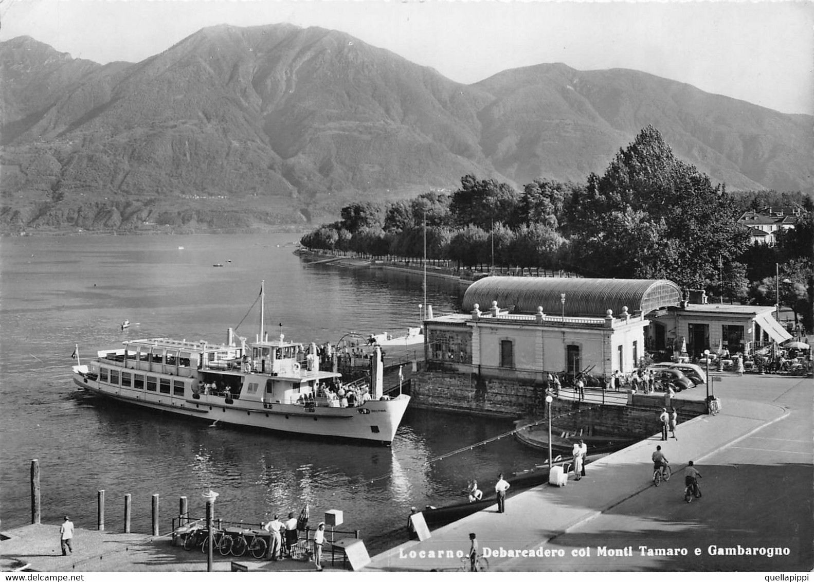 011757 "LOCARNO-DEBARCADERO COL MONTI TAMARO E GAMBAROGNO" ANIMATA,BATTELLI. CART SPED 1953 - Gambarogno