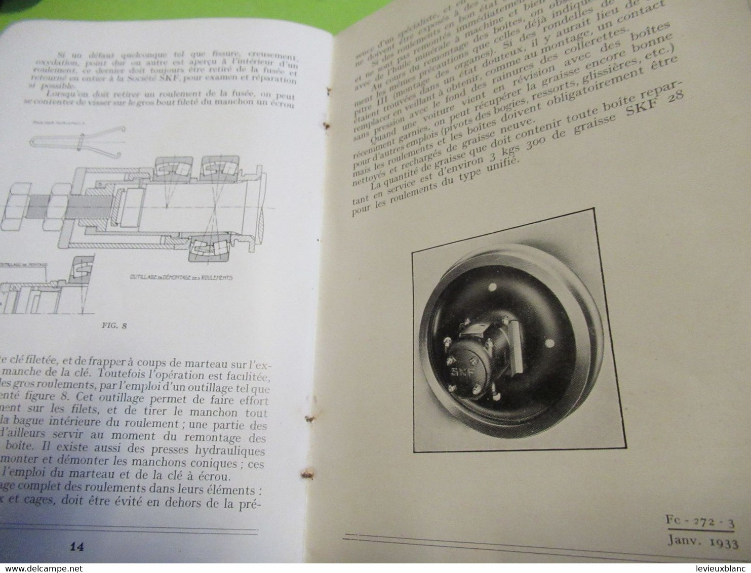 Manuel/Description Montage & Entretien Des BOITES D'ESSIEUX SKF/Compagnie D'Applications Mécaniques/Paris/1933     AC155 - Auto