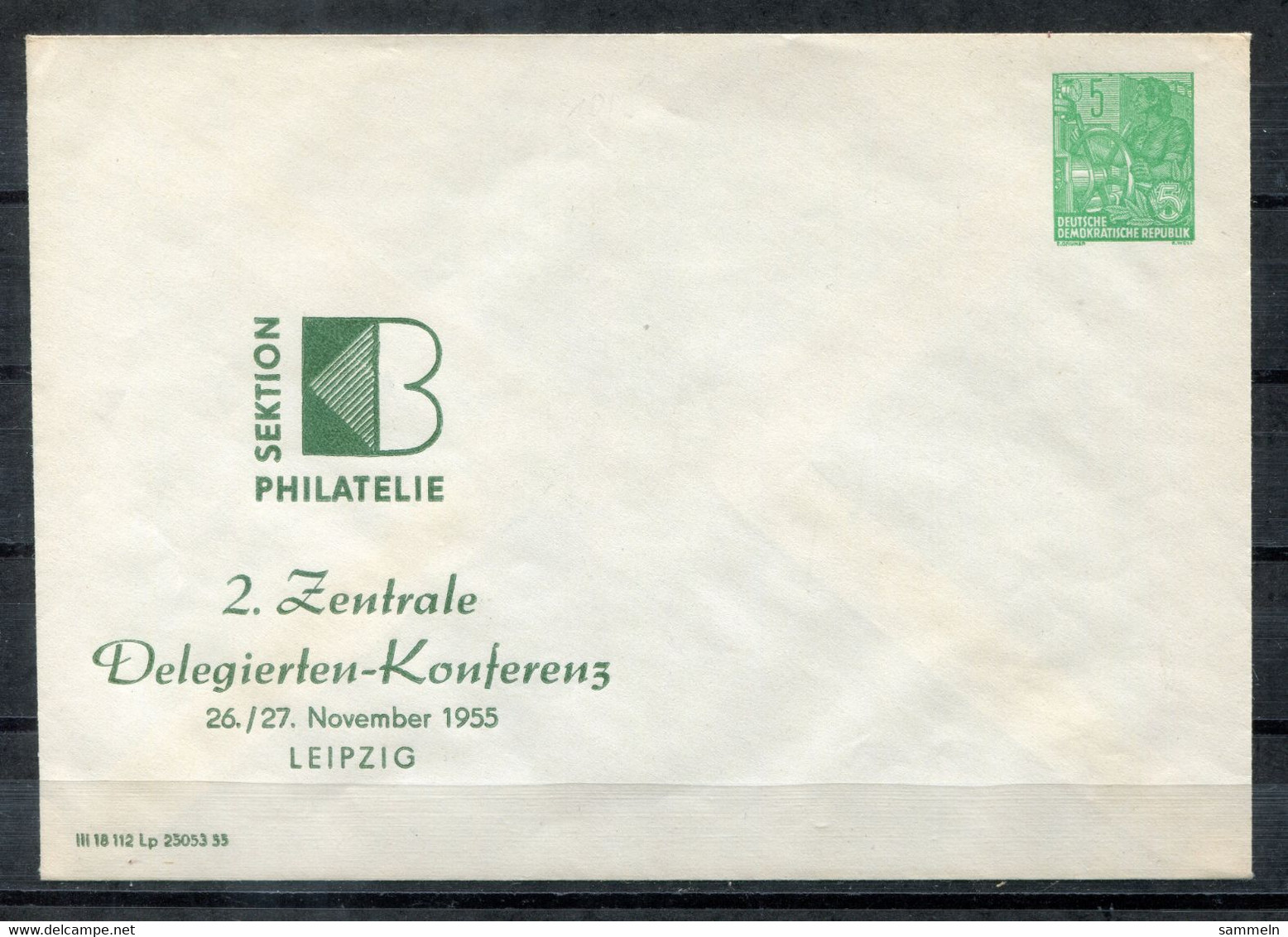 F0707 - DDR - Ungebrauchter Privatumschlag 5 Pfg. "Fünf-Jahr-Plan" - Leipzig 1955 - Enveloppes Privées - Neuves